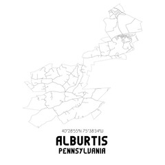 Alburtis Pennsylvania. US street map with black and white lines.