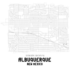 Obraz premium Albuquerque New Mexico. US street map with black and white lines.