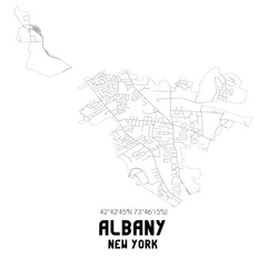 Albany New York. US street map with black and white lines.