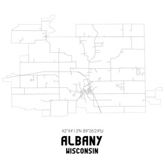 Albany Wisconsin. US street map with black and white lines.