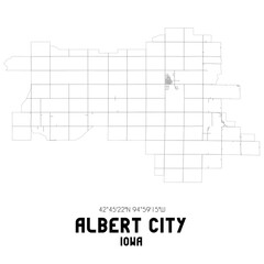 Albert City Iowa. US street map with black and white lines.