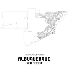 Albuquerque New Mexico. US street map with black and white lines.
