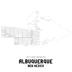 Albuquerque New Mexico. US street map with black and white lines.