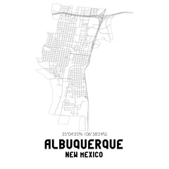 Fototapeta na wymiar Albuquerque New Mexico. US street map with black and white lines.