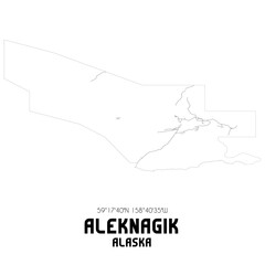 Aleknagik Alaska. US street map with black and white lines.