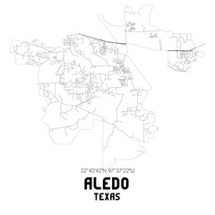 Aledo Texas. US street map with black and white lines.