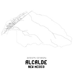 Alcalde New Mexico. US street map with black and white lines.