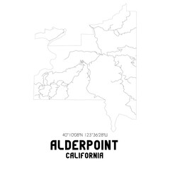 Alderpoint California. US street map with black and white lines.