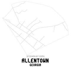 Allentown Georgia. US street map with black and white lines.