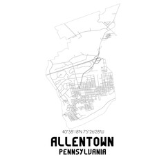 Allentown Pennsylvania. US street map with black and white lines.