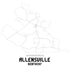 Allensville Kentucky. US street map with black and white lines.