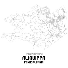 Aliquippa Pennsylvania. US street map with black and white lines.