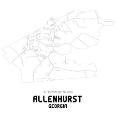 Allenhurst Georgia. US street map with black and white lines.