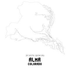 Alma Colorado. US street map with black and white lines.