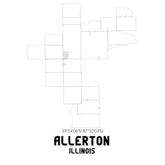 Allerton Illinois. US street map with black and white lines.