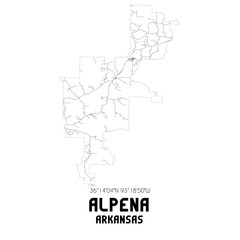 Alpena Arkansas. US street map with black and white lines.