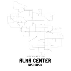 Alma Center Wisconsin. US street map with black and white lines.