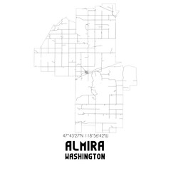 Almira Washington. US street map with black and white lines.