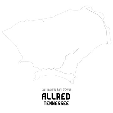Allred Tennessee. US street map with black and white lines.