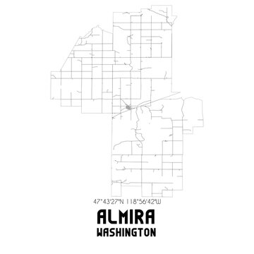 Almira Washington. US street map with black and white lines.