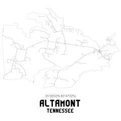 Altamont Tennessee. US street map with black and white lines.