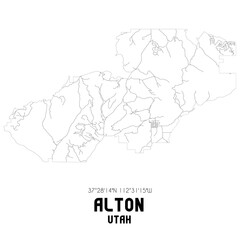 Fototapeta premium Alton Utah. US street map with black and white lines.
