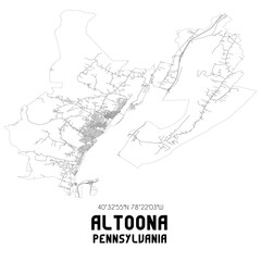 Altoona Pennsylvania. US street map with black and white lines.