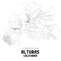 Alturas California. US street map with black and white lines.