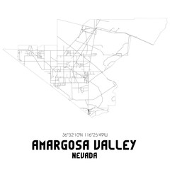 Amargosa Valley Nevada. US street map with black and white lines.