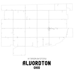 Alvordton Ohio. US street map with black and white lines.
