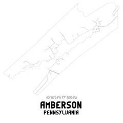 Amberson Pennsylvania. US street map with black and white lines.