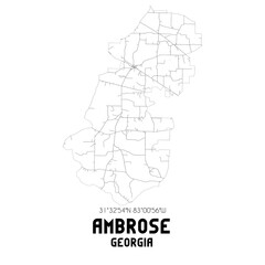 Ambrose Georgia. US street map with black and white lines.