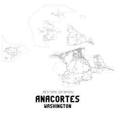 Anacortes Washington. US street map with black and white lines.