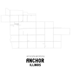 Anchor Illinois. US street map with black and white lines.