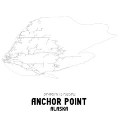 Anchor Point Alaska. US street map with black and white lines.