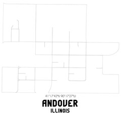 Andover Illinois. US street map with black and white lines.