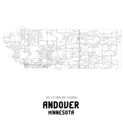 Andover Minnesota. US street map with black and white lines.