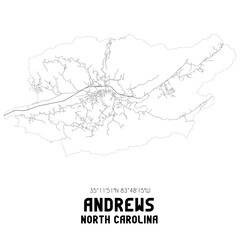 Andrews North Carolina. US street map with black and white lines.