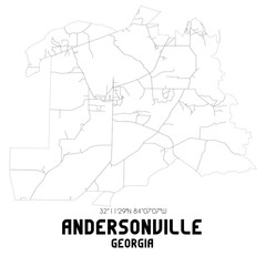 Andersonville Georgia. US street map with black and white lines.