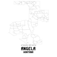 Angela Montana. US street map with black and white lines.