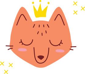 Cute kawaii fox simple vector illustration isolated on white background. Cartoon fox baby sleeping. Woodland animal concept children print. Poster for baby room, ft-shirt, greeting card, baby shower.