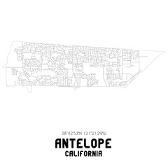 Antelope California. US street map with black and white lines. © Rezona