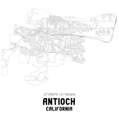 Fototapeta na wymiar Antioch California. US street map with black and white lines.