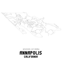 Annapolis California. US street map with black and white lines.