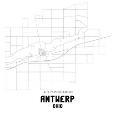 Antwerp Ohio. US street map with black and white lines.