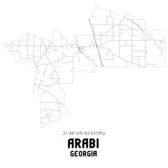 Arabi Georgia. US street map with black and white lines.