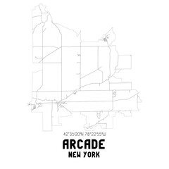 Arcade New York. US street map with black and white lines.