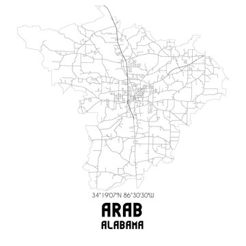 Arab Alabama. US street map with black and white lines.