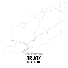 Fototapeta premium Arjay Kentucky. US street map with black and white lines.