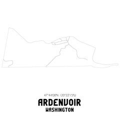 Ardenvoir Washington. US street map with black and white lines.